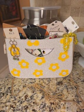 Mystery jewelry bundle with daisy beaded bag